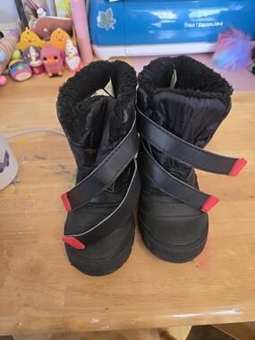 Kids Black Winter Boots with Red Accents - Brand: